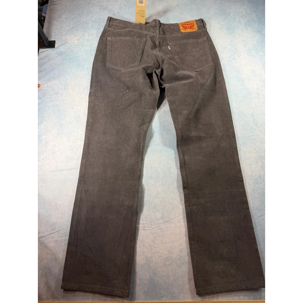 Levi's 514 Straight Corduroy Pants Mens 36x34 Grey NWT Warp Stretch MSRP $60